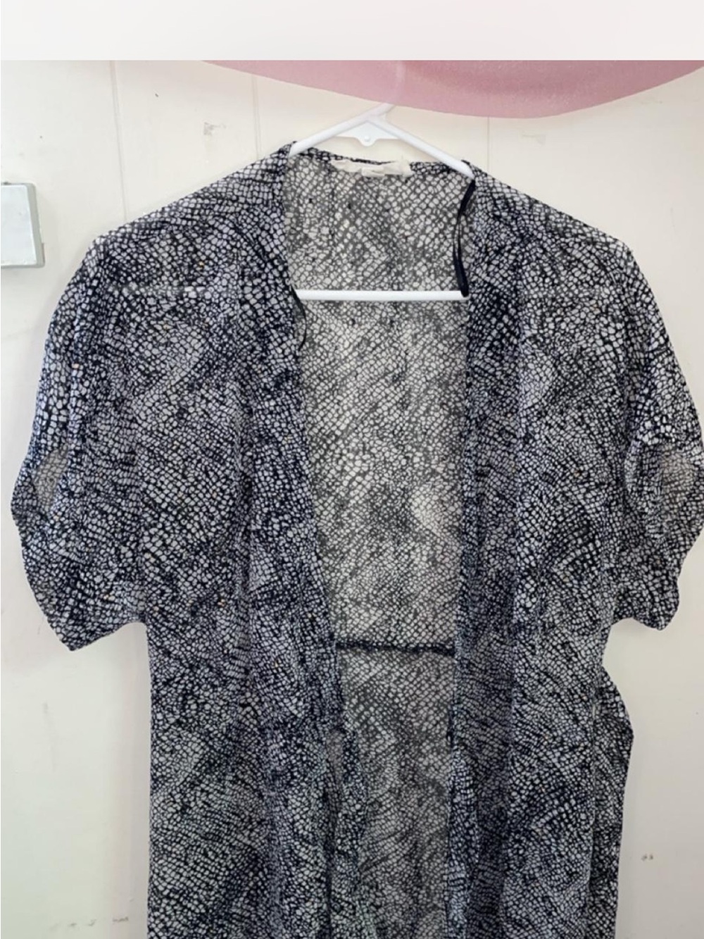 Women’s BoHo Duster Black & White Patterned Short-Sleeve